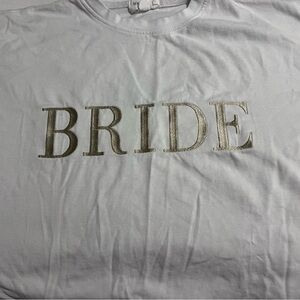 White Bride T-Shirt with Gold Lettering